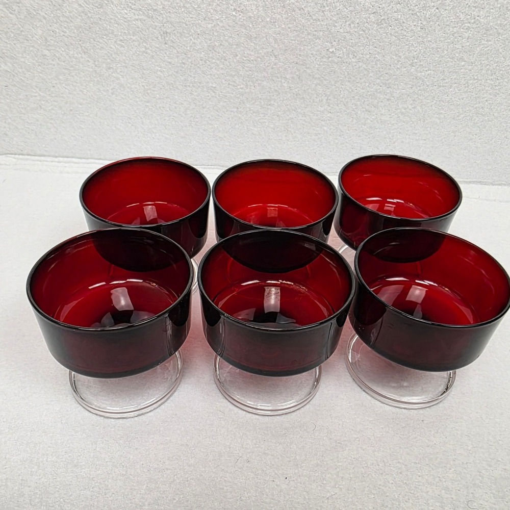 Luminarc Cavalier Ruby Red Glasses Champagne or Dessert set of 6 Vintage